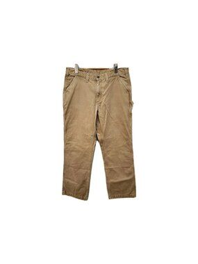Vintage Carhartt Carpenter Pants Relaxed Fit Tan Plaid Flannel Lined Mens 36x30